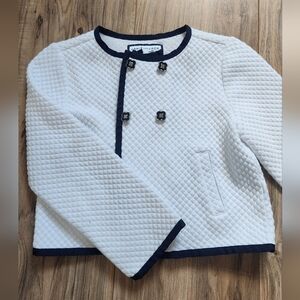 Janie and Jack White Jacket with Navy Accents